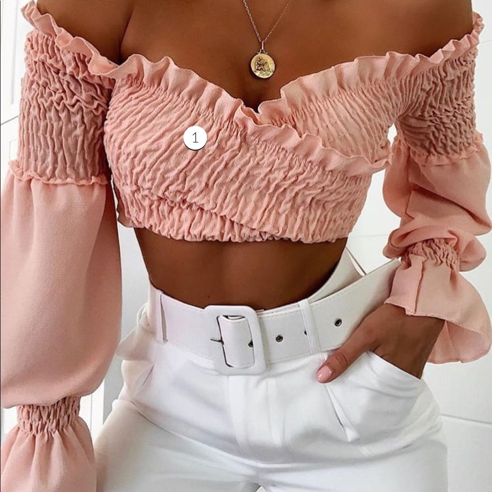 Rebellious Fashion Pink Ruched Crop Top
